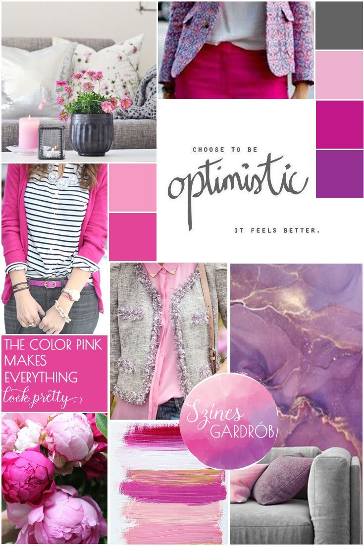 pink and grey collage with text that reads choose to be optimistic by feeling pretty