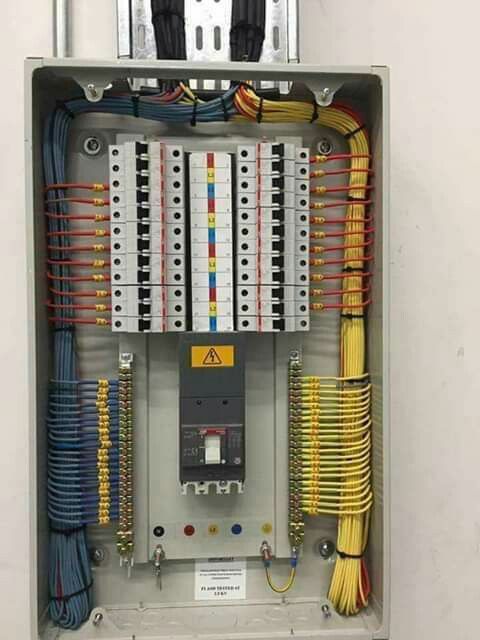 an electrical panel with multiple wires and switches