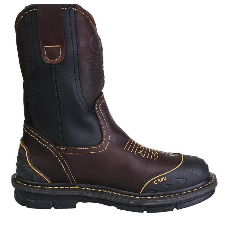 These Cebu Farmer Work Boots feature a soft toe design and a convenient 10" pull on style, providing comfort and ease of use for men in the workplace. With their durable construction and expert design, these boots are the perfect choice for any hardworking individual. Leather work boot, non-slip sole. La bota de trabajo para una variedad de campos de trabajo con un toque Vaquero. La línea Farmer presenta la tecnología Shark Shield reforzando el talón y la punta de la parte superior de cuero, ade Pull On Work Boots, Leather Work Boots, Max Steel, Wild Wild West, The Farmer, Work Boots Men, Fall Prevention, Color Cafe, Leather Cowboy Boots