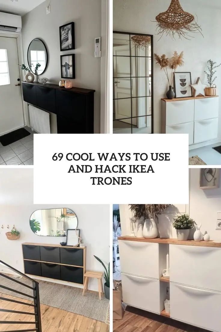 four different pictures with the words cool ways to use and hack ikea trones