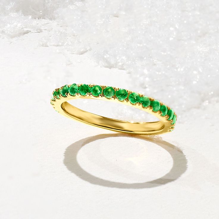 Ross-Simons - .50 ct. t. w. Emerald Ring in 18kt Gold Over Sterling. Size 6. This ring is the perfect gift for a May birthday - or any birthday! Featuring .50 ct. t. w. emerald rounds that look so vibrant in polished 18kt yellow gold over sterling silver. 1/16" wide. Emerald ring. Emerald birthstones are the perfect gift for May birthdays. May Birthdays, Emerald Birthstone, May Birthday, Ring Emerald, Zambian Emerald, Sterling Jewelry, Emerald Ring, Free Jewelry, Jewelry Collection