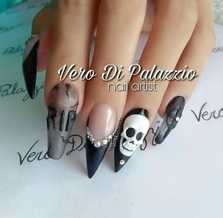 3d Halloween Nails Acrylic, 3d Skull Nails, Skull Nails Acrylic, 3d Halloween Nails, Halloween Mandala, Multicolor Nails, Skull Nail Art, Secret Nails, Holloween Nails