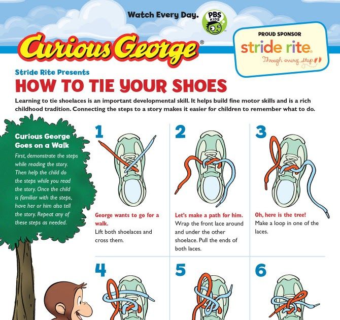 instructions for how to tie your shoes in the style of curious george's book