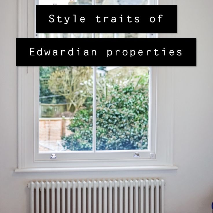 a white radiator sitting next to a window with the words style trails of edwardian properties