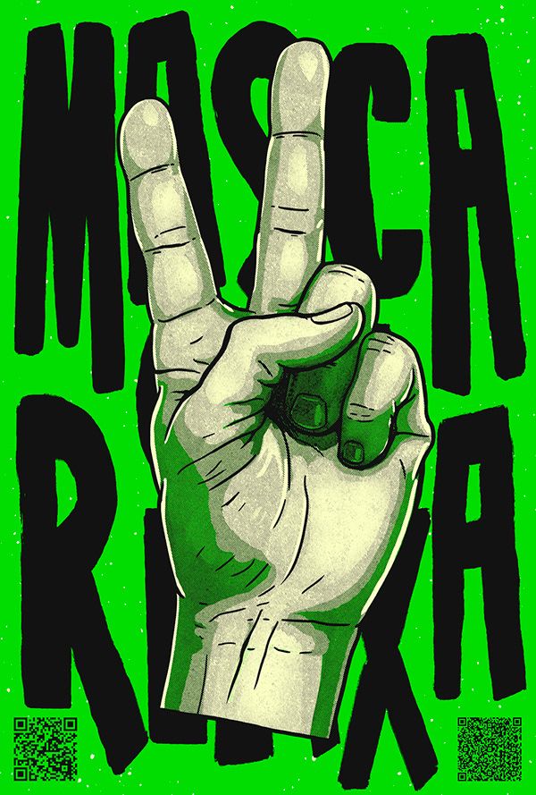 a hand making the peace sign with it's fingers in front of a green background