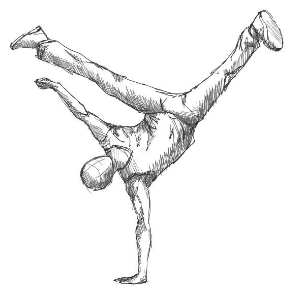 a drawing of a man doing a handstand