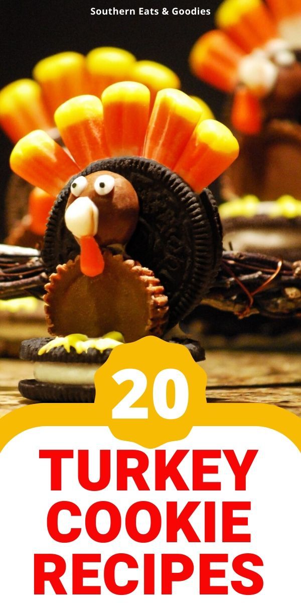 turkey cookie recipe with text overlay that reads 20 turkey cookie recipes