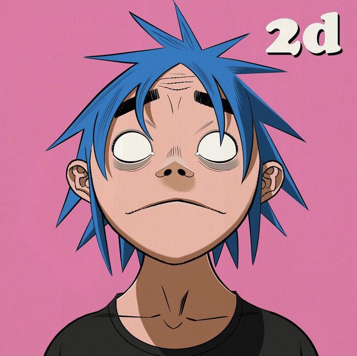 an anime character with blue hair and big eyes looking at the camera while wearing a black t - shirt