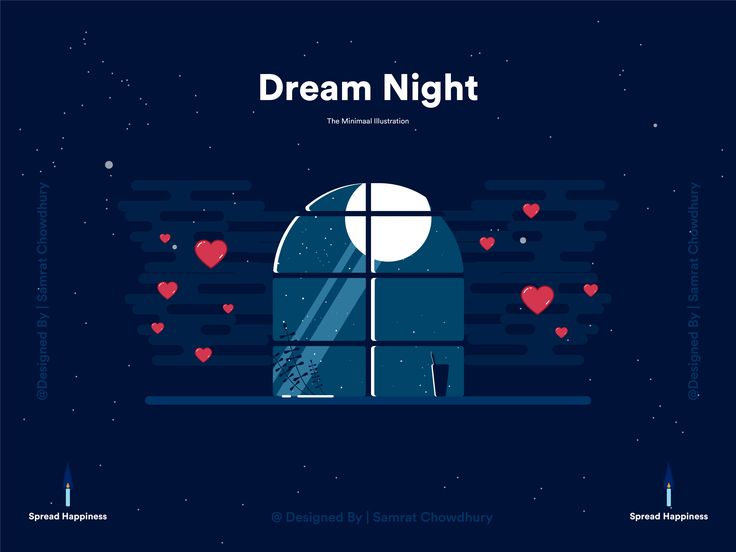 a poster with the words dream night written on it and hearts flying out of an open window