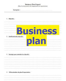 the business plan is shown in blue and yellow