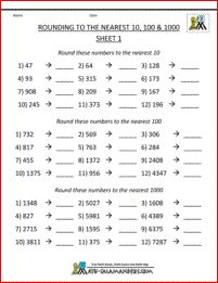 rounding to the nearest 10 and 100 worksheet