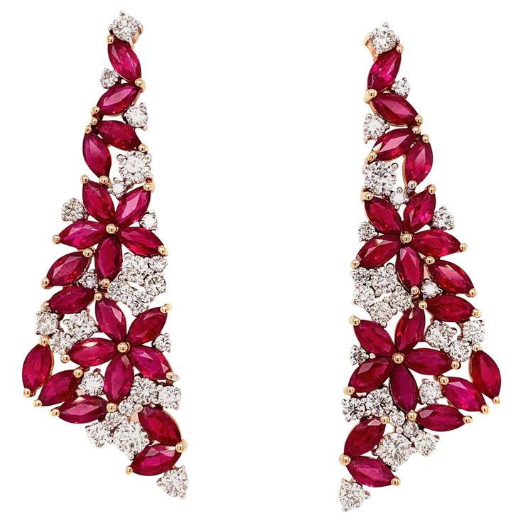 Formal Ruby Gemstone Diamond Earrings, Ruby Gemstone Diamond Earrings For Formal Occasions, Red Diamond Drop Earrings, Fine Jewelry Red Diamond Earrings For Formal Occasions, Red Diamond Earrings For Formal Occasions, Red Diamond Drop Earrings For Formal Events, Red Diamond Drop Earrings For Formal Occasions, Formal Red Diamond Drop Earrings, Red Diamond Earrings For Wedding