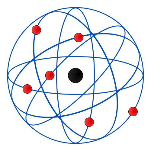 an image of a sphere with red balls in the center and black circles around it