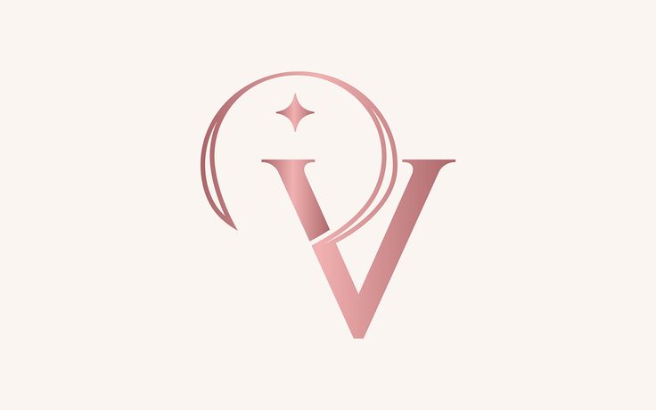 the letter v is made up of pink and silver letters with a star on top