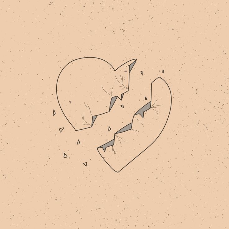 two broken hearts are shown in the middle of an image, with one broken up