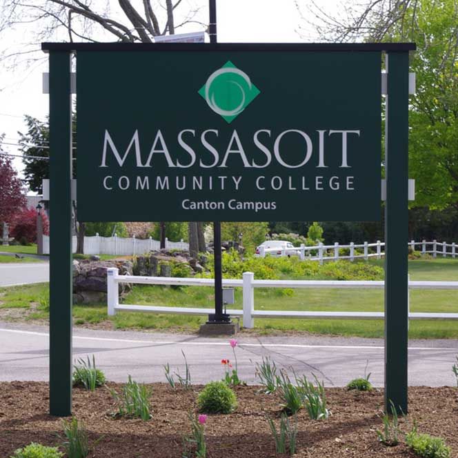 a sign for the community college campus