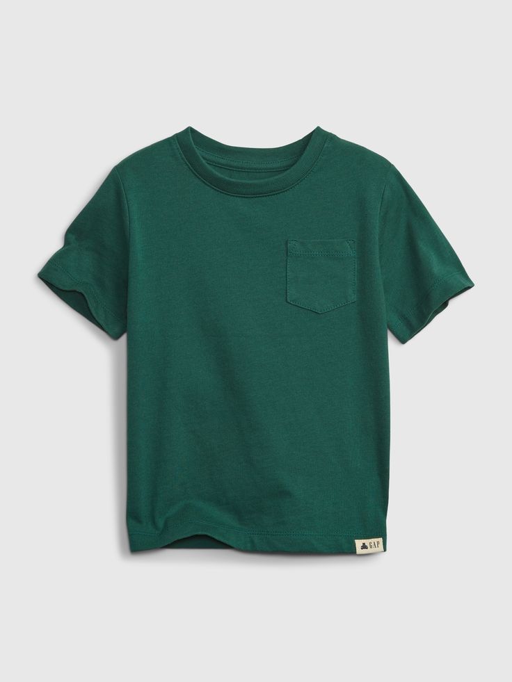 Soft knit.  Crewneck.  Short sleeves.  Patch pocket at chest.  Assorted colors.  Straight, easy fit.  Hits at the hip. Playful Green Cotton T-shirt, Organic Cotton Crew Neck T-shirt, Gap Summer T-shirt For Everyday Wear, Playful Organic Cotton Crew Neck T-shirt, Casual Cotton T-shirt For Playtime, Gap Short Sleeve Pre-shrunk T-shirt, Organic Cotton T-shirt For Spring, Playful Organic Cotton Tops For Playtime, Green T-shirt For Spring Playtime