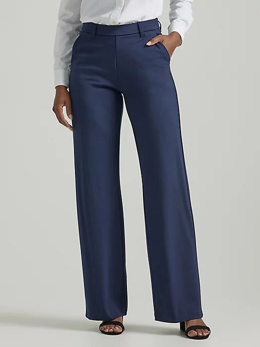 Women's Ultra Lux Comfort Any Wear Wide Leg Pant Formal Straight Leg Non-stretch Dress Pants, Tailored Ankle-length Wide Leg Pants, Tailored Wide-leg Pants For Business Casual, Elegant Ankle-length Dress Pants With 4-way Stretch, Elegant 4-way Stretch Ankle-length Dress Pants, Elegant Ankle-length 4-way Stretch Dress Pants, Non-stretch Dress Pants With Pockets For Business Casual, Versatile Wide Leg Pants For Business Casual With Pockets, Relaxed Fit Wide-leg Dress Pants For Workwear