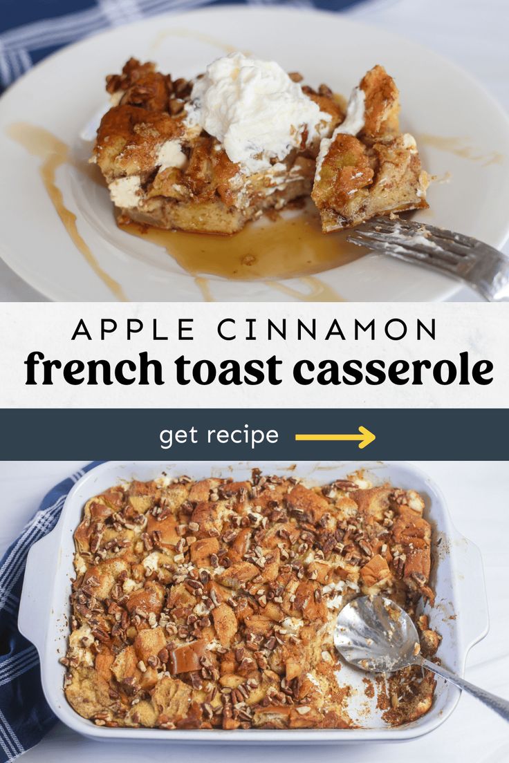 an apple cinnamon french toast casserole on a plate