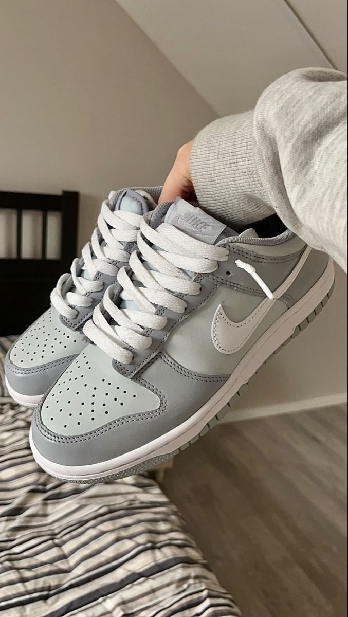 Nike dunk low two toned grey shoes Nike Blazer Outfit, Off White Sneakers, Rick Owens Shoes, Pretty Sneakers, Gucci Balenciaga, Back To School Shoes, Trendy Shoes Sneakers, Dr Shoes, Preppy Shoes