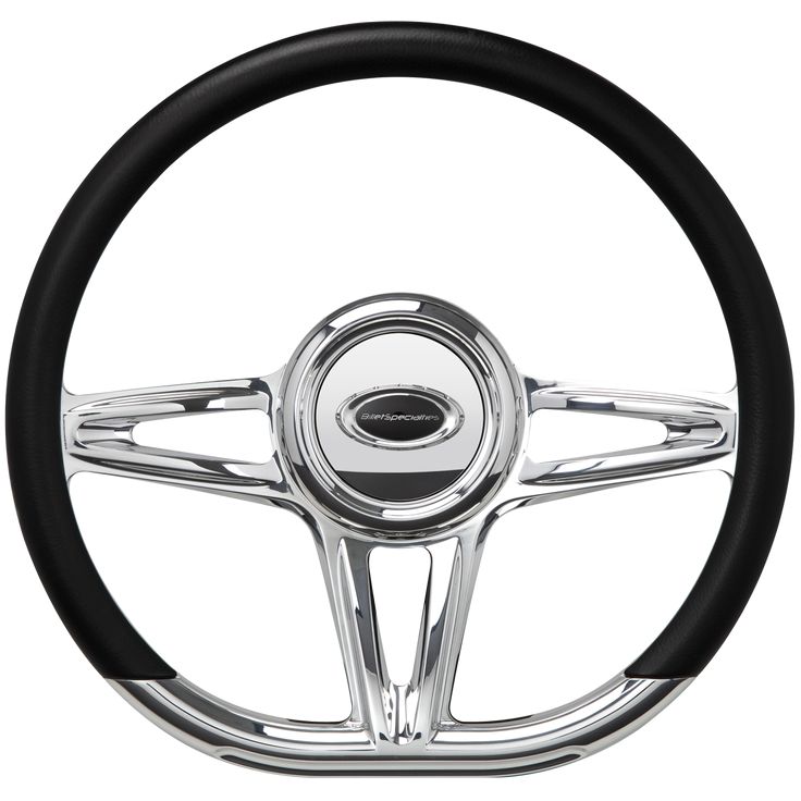 a steering wheel with chrome spokes and black stitching on the center part of it