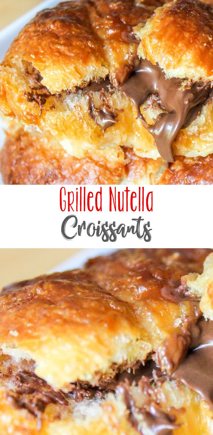 grilled nutella croissants with melted chocolate on top