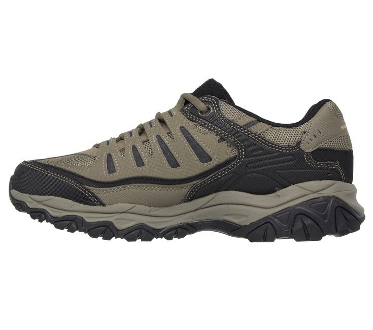 A true classic gets even better with Skechers After Burn - Memory Fit. This lace-up trainer features a leather, synthetic and mesh upper with cushioned Memory Foam insole. | Skechers Men's After Burn - Memory Fit Sneaker Wide Sneakers, Training Sneakers, Sneaker Shopping, Smooth Leather, Hiking Boots, Memory Foam, Lace Up, Mesh, Boots