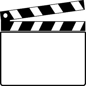 a black and white movie clapper with a blank sign