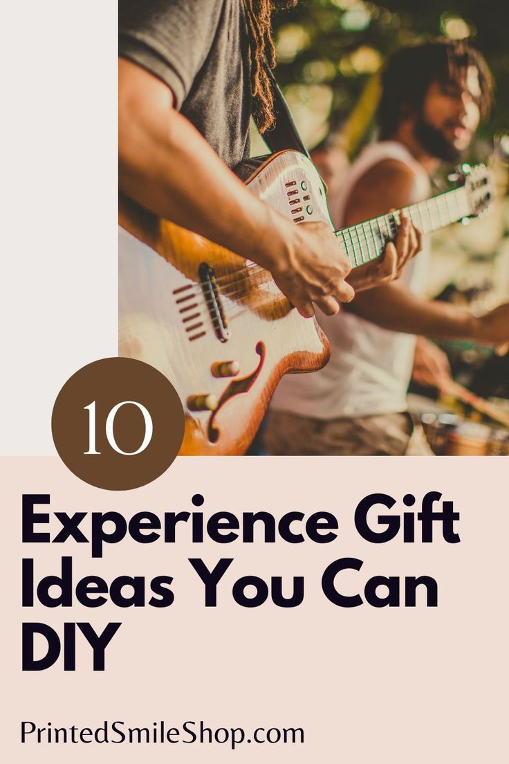 the words, 10 experience gift ideas you can diy are in front of a photo of