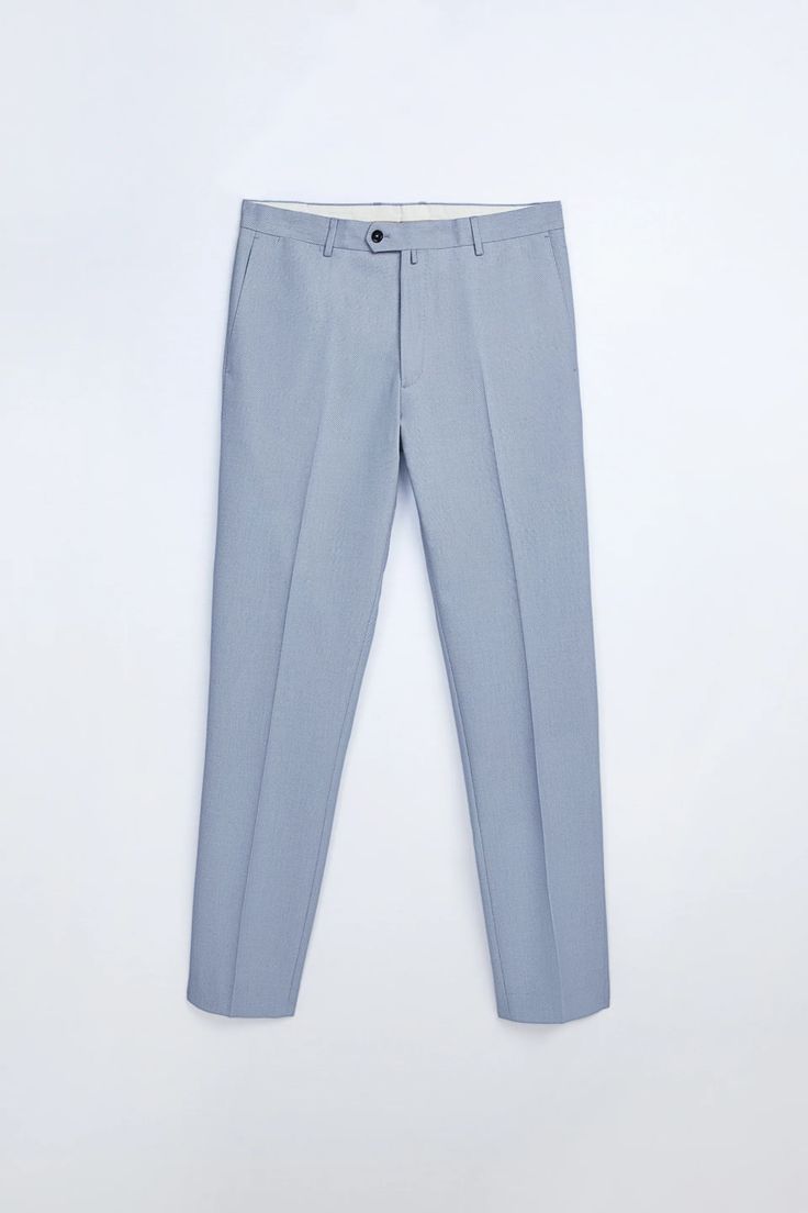 TEXTURED WEAVE BIRDSEYE SUIT PANTS | ZARA United States Casual Business Bottoms With Pressed Crease, Casual Bottoms With Pressed Crease For Business, Zara Straight Dress Pants With Pockets, Semi-formal Tailored Bottoms With Side Pockets, Tailored Semi-formal Bottoms With Side Pockets, Zara Straight Leg Dress Pants With Pockets, Tailored Straight Leg Chinos With Pockets, Tailored Flat Front Bottoms With Pockets, Semi-formal Flat Front Bottoms With Welt Pockets