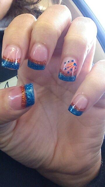 Denver Broncos Nails Football Nails Design, Bronco Nails, Denver Broncos Nails, Broncos Nails, Football Nail Designs, Football Nails, Denver Bronco, Secret Nails, Pedi Ideas