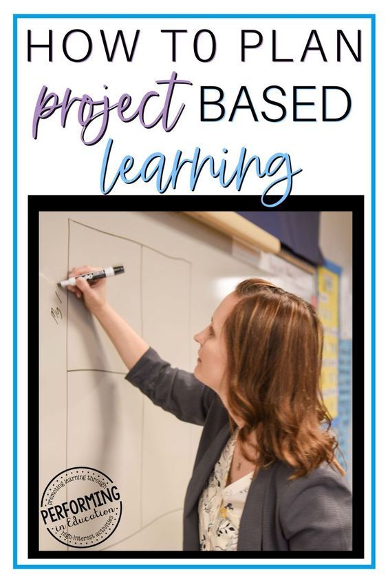 a woman writing on a white board with the words how to plan project based learning