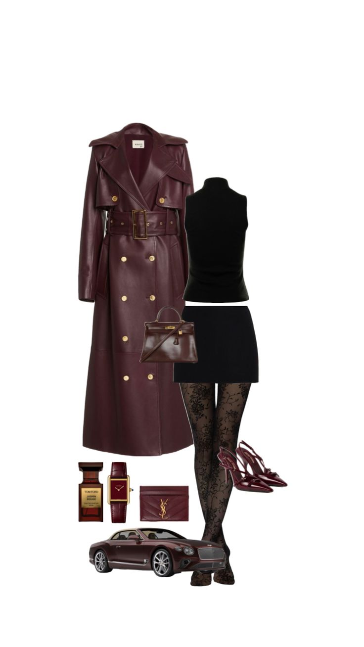 Cherry red fall outfit Red Academia Outfit, Dark Red Academia, Rich Girl Outfit, Dark Academia Aesthetic Fashion, Lawyer Fashion, Glam Outfit, Red Fall, Brown Outfit, Girly Outfits