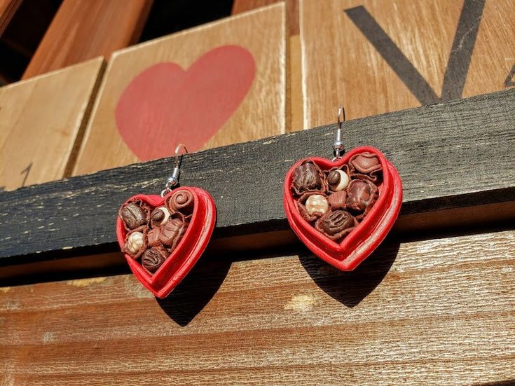 Heart-shaped Box of Chocolate Earrings - Etsy Handmade Heart Earrings For Valentine's Day Gift, Valentine's Day Heart Earrings Gift, Valentine's Day Heart-shaped Earrings Gift, Valentine's Day Gift Heart Earrings, Heart Shaped Earrings For Valentine's Day Gift, Red Earrings For Valentine's Day Gift, Valentines Day Chocolates, Valentines Earrings, Heart Shape Box