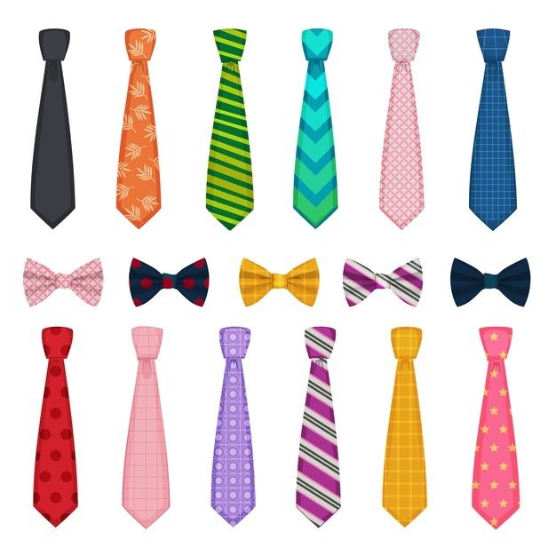 many different colored ties on a white background