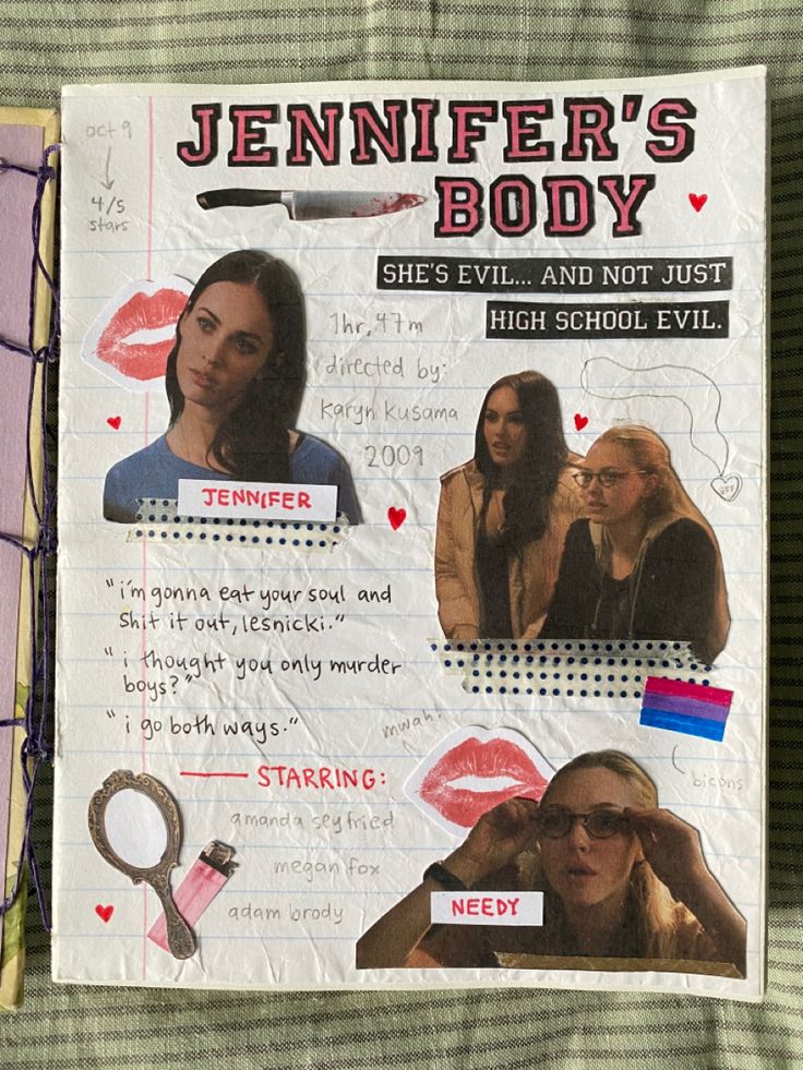 a book with pictures of women on it and the title'jennyifer's body she's evil and not just high school level