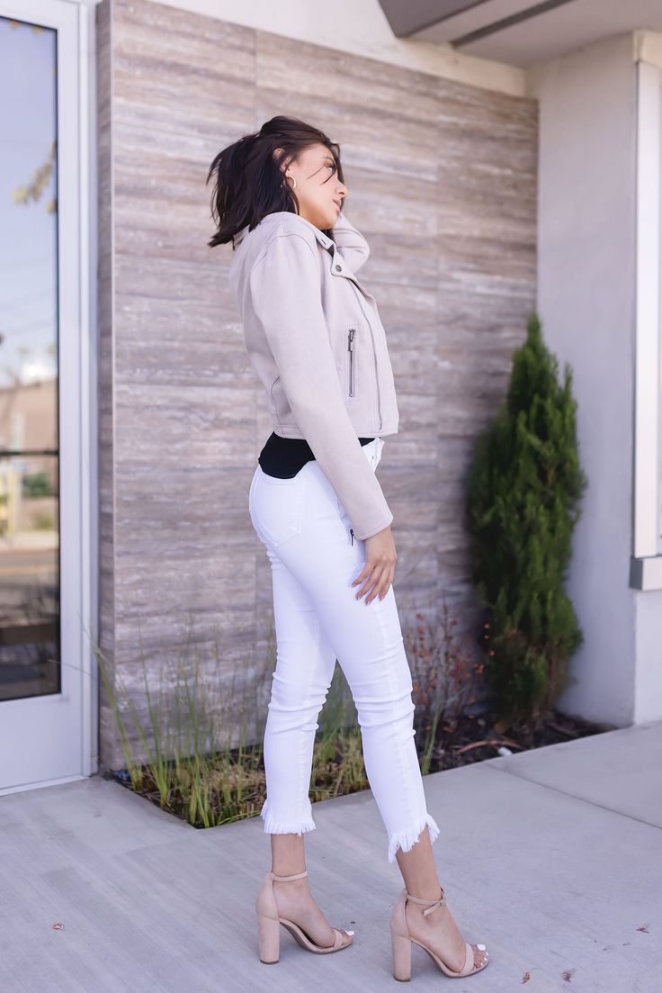 The Charli Jacket is a little bit of cute and a little bit of sass, and a whole lot of perfect. Pair this jacket over any outfit! It can be styled with a dressy outfit for a night out or with some casual jeans and a tee. Details + Fit 97% Polyester | 2% Spandex Runs True to Size Hand Wash Cold Hang Dry Faux Suede Classic Fit Notched Lapel Collar Long Sleeves Size Zipper Pockets Open Front with Zipper Detailing Zipper Detailed Cuffs Beige | Solid Model is 5'7" and wearing a size Small Chic Winter Blazer For Day Out, Chic Outerwear For Work, Elegant Fall Outerwear For Day Out, Elegant Outerwear For Day Out In Fall, Elegant Outerwear For Fall Day Out, Chic Winter Cropped Jacket For Workwear, Chic Cropped Jacket For Winter Workwear, Trendy Beige Outerwear With Zipper Closure, Chic Winter Workwear Cropped Jacket