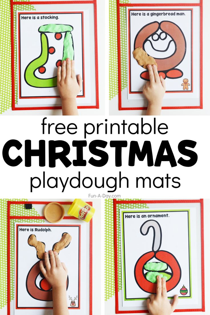 the printable christmas playdough mats are great for toddlers and preschoolers