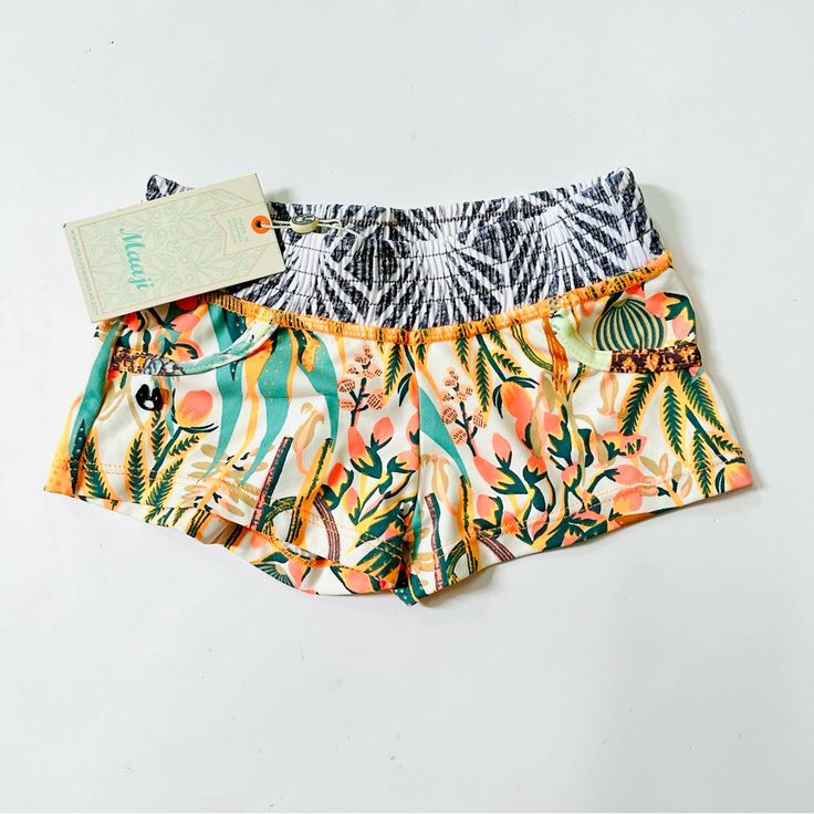 To Be Worn Over Swimsuit Or As Athletic Shorts. False Pockets. Coordinating One Piece: Sz 5 Fair/Play Condition Playful Stretch Shorts For Vacation, Playful Shorts For Beach Season Playwear, Playful Beach Season Shorts For Playwear, Playful Beach Season Shorts, Playful Beach Shorts With Pockets, Playful Vacation Shorts With Pockets, Playful Shorts With Pockets For Vacation, Playful Fitted Bottoms For Beach Season, Fitted Playful Beach Season Bottoms