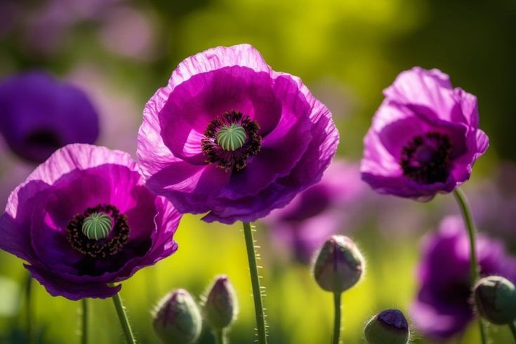 purple flowers are blooming in the sun