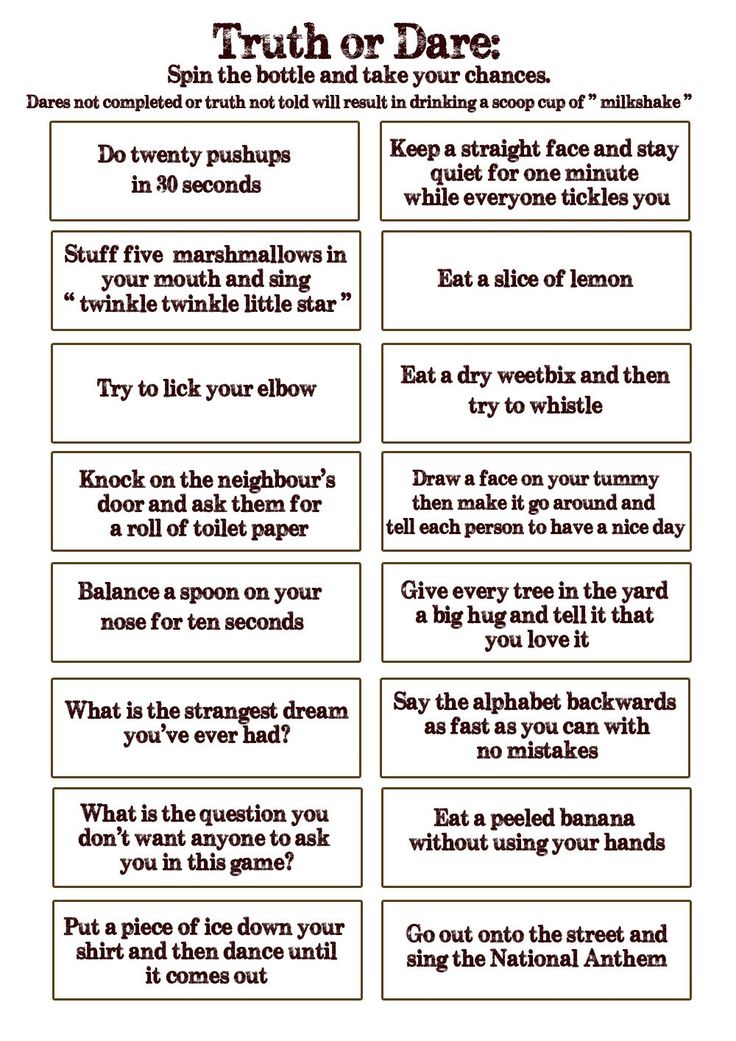 truth or dare worksheet for students to practice their writing skills and read alouds