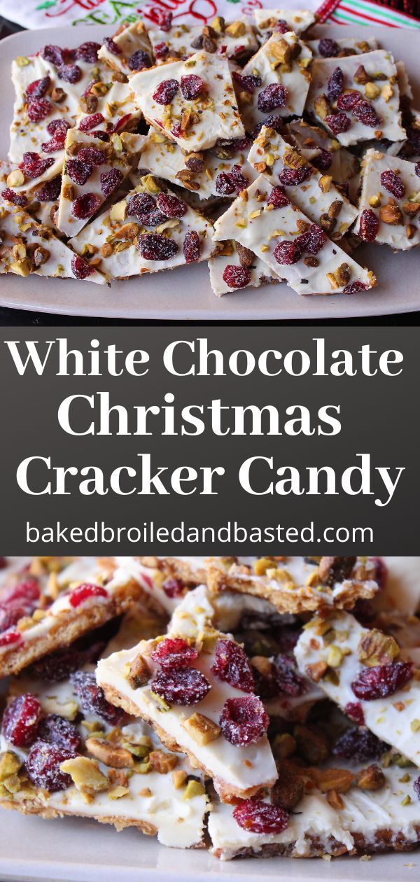 white chocolate christmas cracker candy on a plate