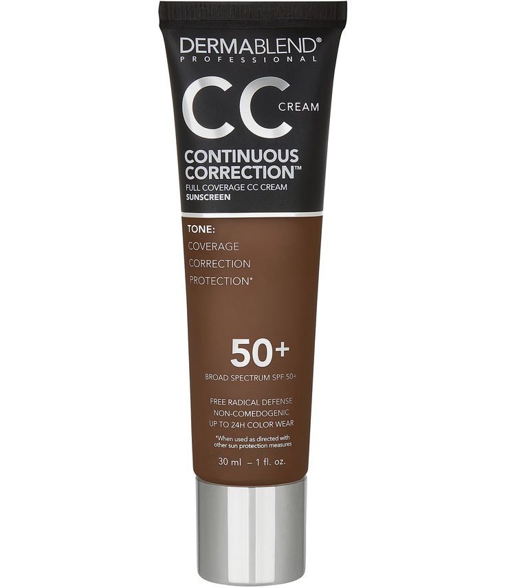 Description:#1 Dermatologist Recommended Coverage Brand&#x2C; Dermablend brings you Continuous Correction™ Tone-Evening CC Cream SPF 50+. This non-comedogenic CC Cream foundation provides skin tone coverage&#x2C; correction&#x2C; and protection. SKIN TONE FULL COVERAGE: Weightless and breathable&#x2C; this CC Cream gives a perfectly balanced and undetectable full coverage without clogging pores or weighing skin down. Fade Makeup Color Corrector, Cream Foundation, Full Coverage Foundation, Color Corrector, Skin Radiance, Dermatologist Recommended, Cc Cream, No Foundation Makeup, Makeup Reviews