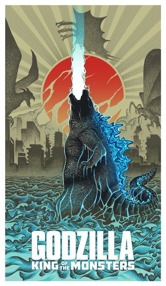 godzilla king of the monsters movie poster art print by artist mark mcreason, available in multiple sizes and colors