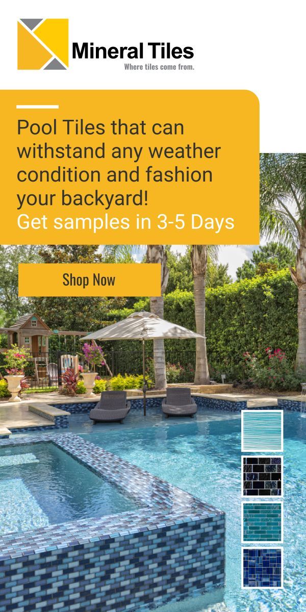 an email post for a pool maintenance company, with the words pool tiles that can whitstand any weather condition and fashion your backyard get samples in 3 -