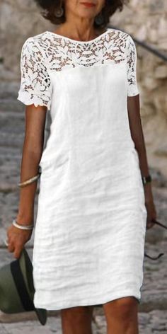 Summer Style Outfits, Summer Cotton Dresses, Color Packaging, Lace Clothing, Outdoor Dress, Elegant Summer Dresses, Beautiful Casual Dresses, Afrikaanse Mode, White Linen Dresses