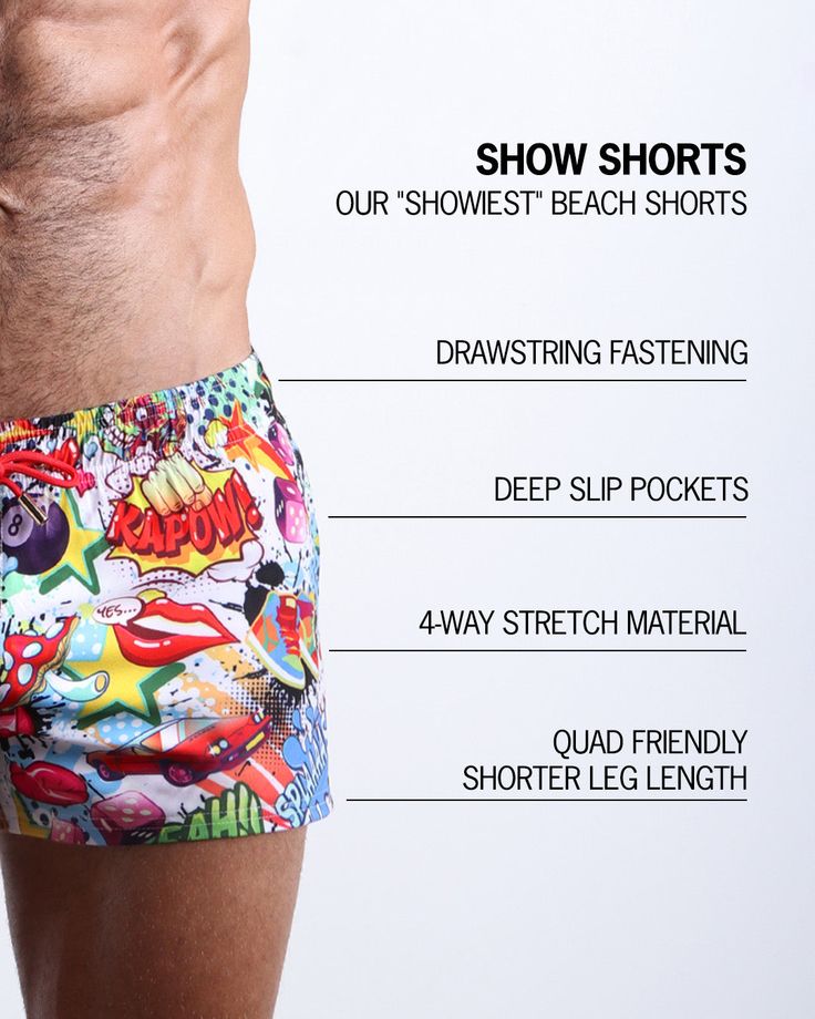 These are BANG!’s SHOWIEST beach shorts ever. Ready to show off! Show those legs. Show those quads. Show them all you got! We cut these beach trunks as short as we could. We even went 1” shorter than our Beach Shorts in the outer seam to take these beachwear bad boys to a new show-stopping level. Served just like vintage rugby or volleyball shorts, but with BANG!’s signature shape enhancing tweaks. Meet your new partner in crime to hit the beach or pool in a perfect fitting swimsuit ready to put Sporty Beach Season Bottoms For Summer Activities, Short Swimwear For Summer Activities, Short Bottoms For Summer Beach Activities, Short Beachwear Bottoms For Summer Activities, Beach Season Athletic Shorts With Short Leg, Beach Season Athletic Shorts With Short Legs, Short Leg Athletic Shorts For Beach Season, Beachwear Shorts For Summer Activities, Beach Party Shorts With Built-in Liner For Beach Season