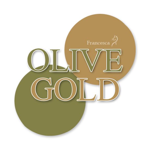 two circles with the words olive gold on them