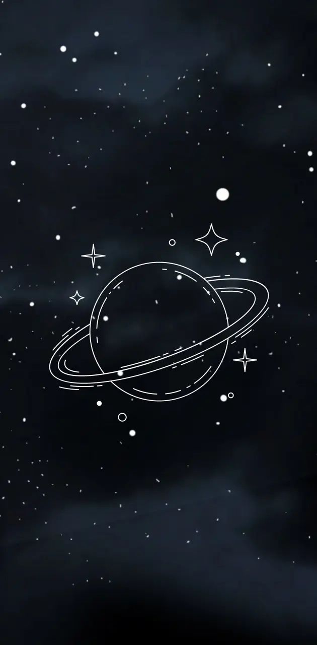 an image of saturn in the sky with stars