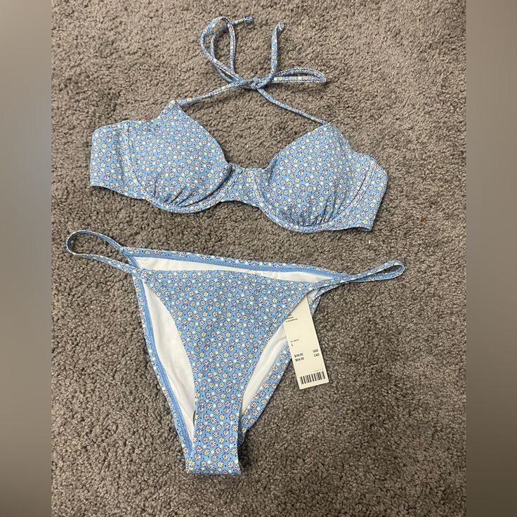 Blue Uo Floral Bikini Set Cheeky Bottoms, Halter Underwire Top Top And Bottom Both Size L Top Was $49, Bottoms $39 Top Worn Once; Bottom Never Worn, Tag And Sanitary Liner Still On Beachy Blue Fitted Tankini, Light Blue Fitted Swimwear For Poolside, Fitted Light Blue Swimwear For Poolside, Urban Outfitters Fitted Swimwear For Pool, Urban Outfitters Swimwear For Spring Pool Time, Urban Outfitters Swimwear For Pool, Urban Outfitters Swimwear For Spring Pool Use, Urban Outfitters Swimwear For Pool In Spring, Urban Outfitters Swimwear For Spring Pool Season